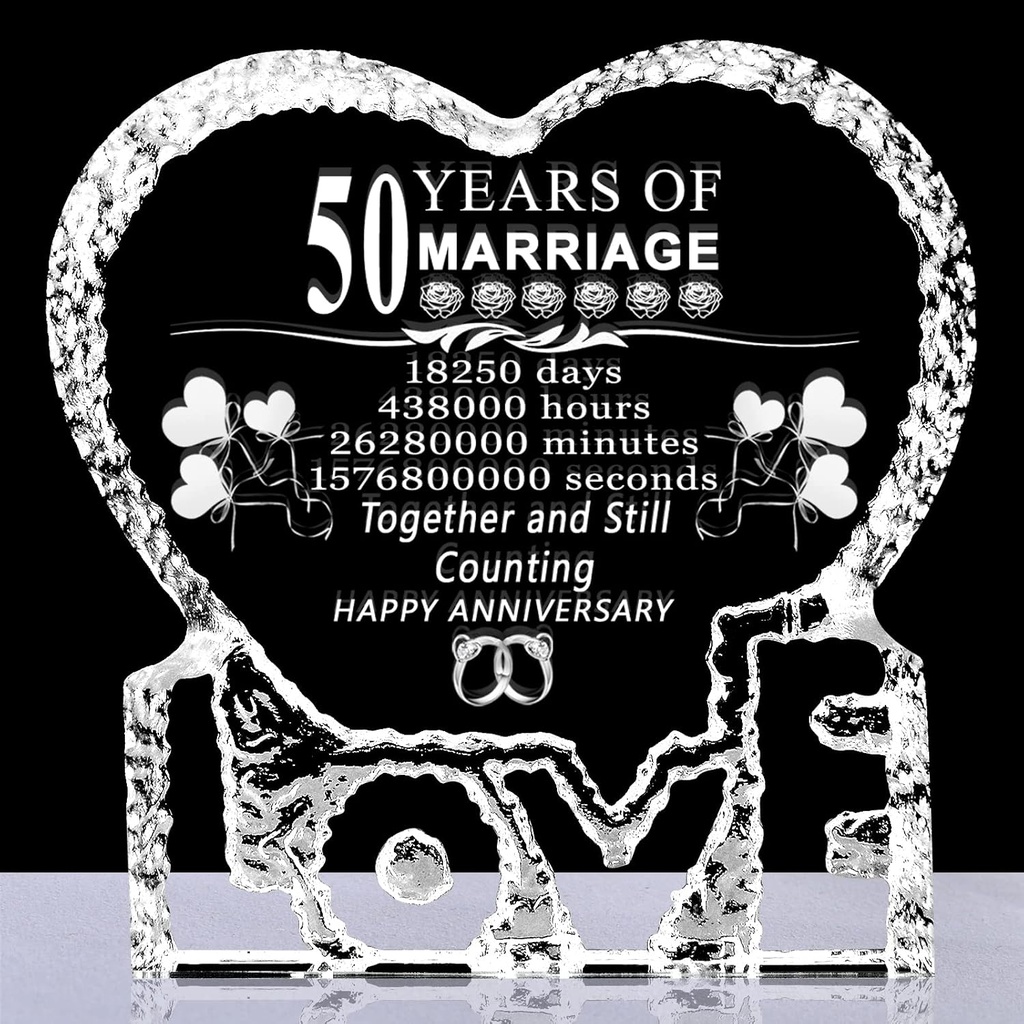 Job Lot of 10 x QIANRUNA 50 Years 50th Wedding Anniversary Crystal Gifts, 50 Years of Marriage Keepsake Decor