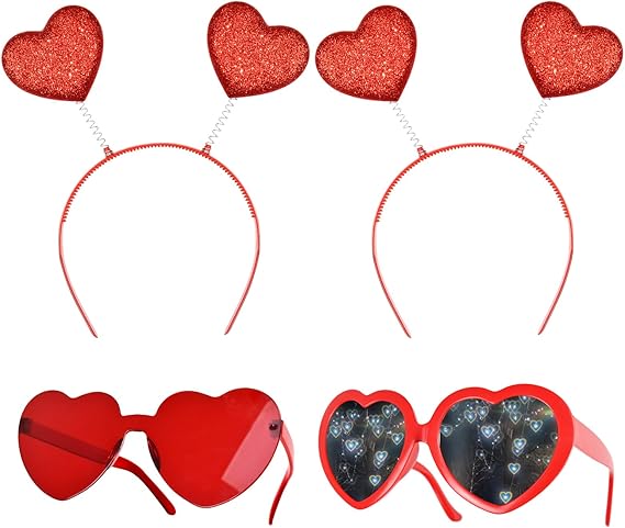 Job Lot of 44 x GRKJGytech Valentine's Day Heart Shape Glasses Heart Boppers Set Party Accessories Heart Effect