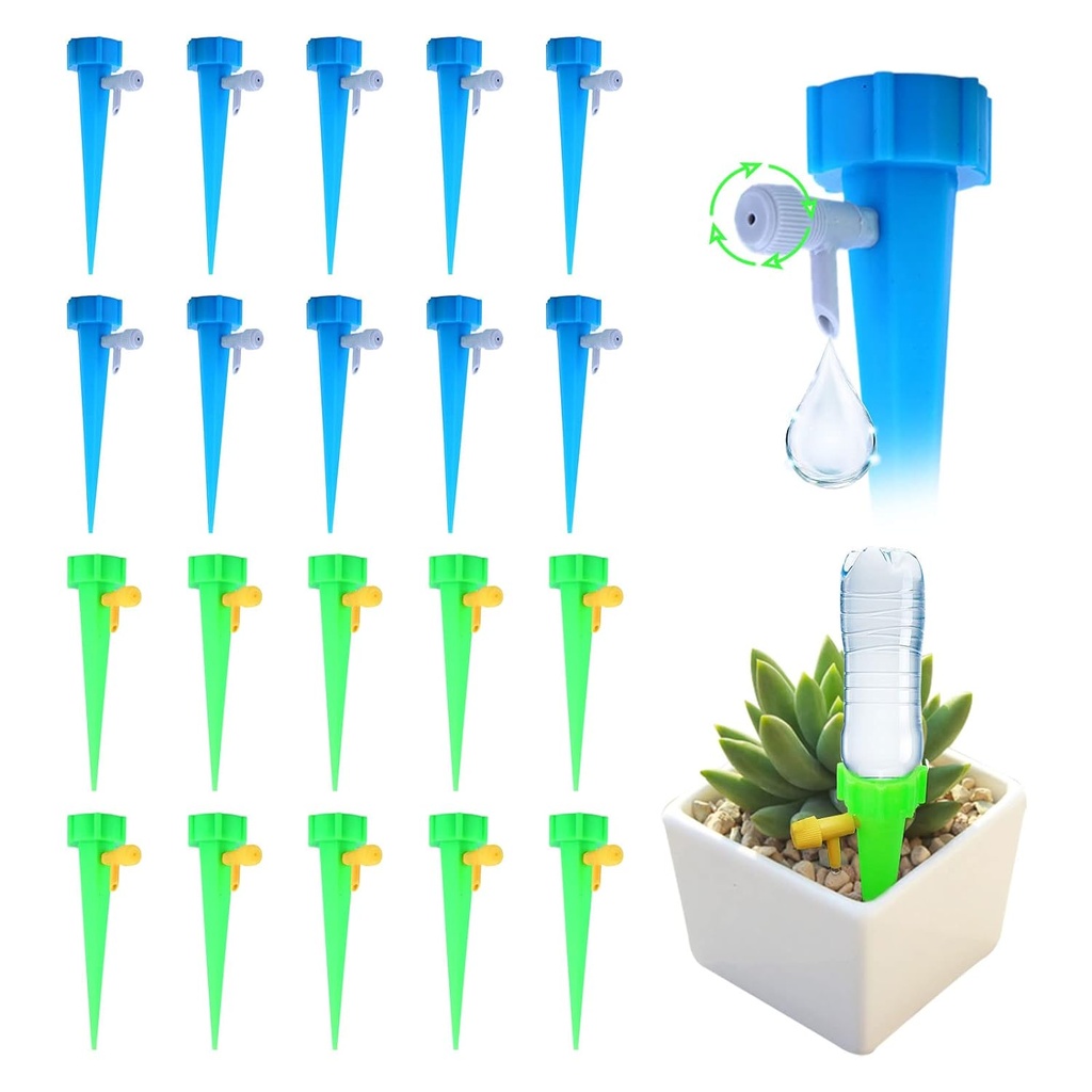 Job Lot of 24 x TSHAOUN 20 Pieces Automatic Plant Watering Spike with Slow Release Control Valve Switch Bottles