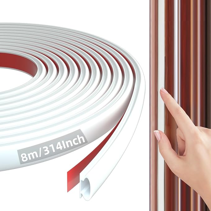 Job Lot of 30 x 8M White D-Shape Rubber Weather Stripping Door Seal Strip Draught Excluder for Doors, Self-Adhesive