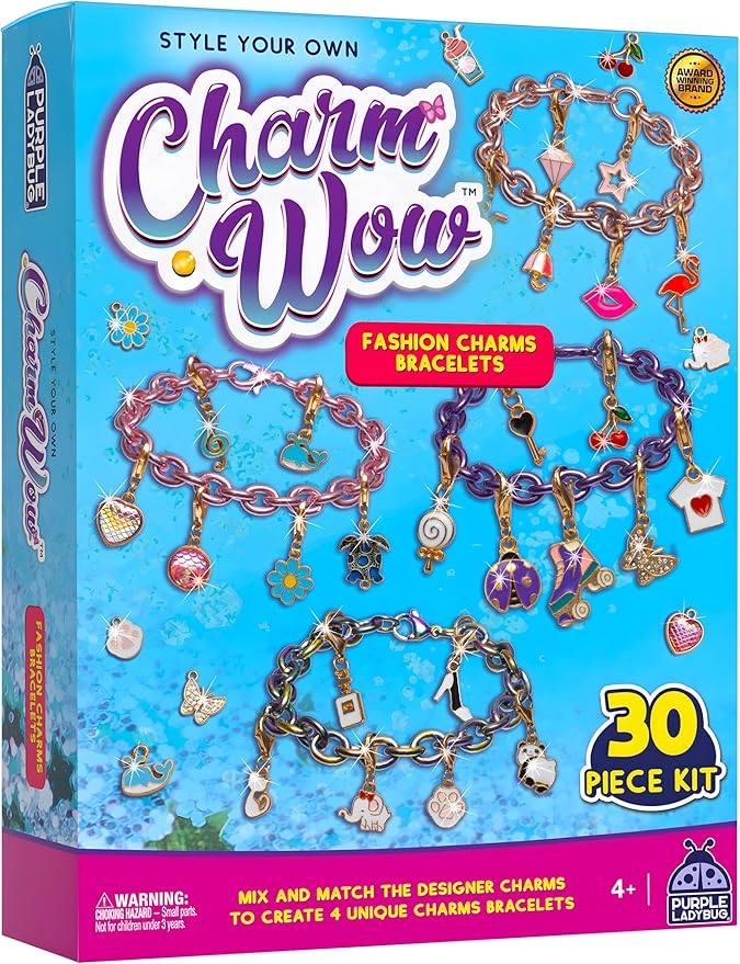 Job Lot of 60 x CharmWow Bracelet Making Kit for Girls with On-trend Charms - Jewellery Making Kit