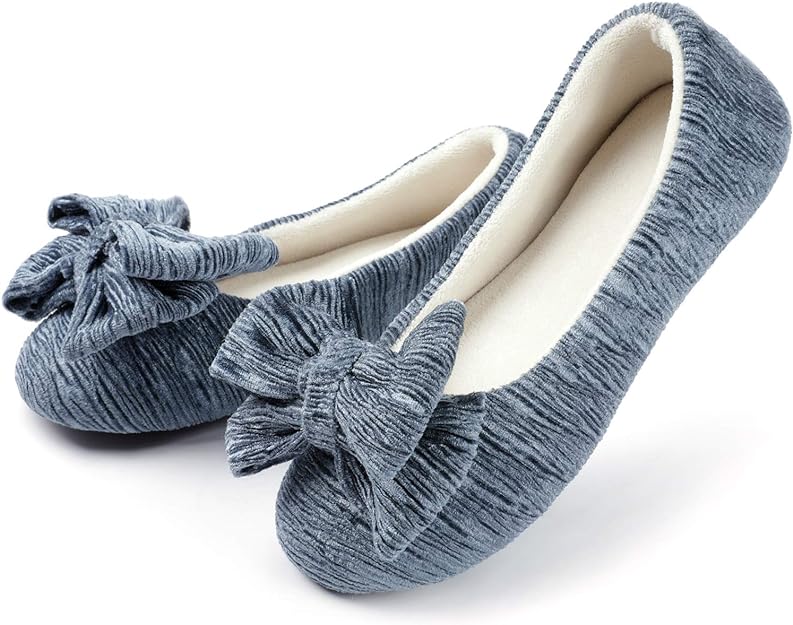 Job Lot of 8 x ULTRAIDEAS Ladies' Ballerina Slippers with Elegant Bow and Memory Foam, Cosy Lightweight House