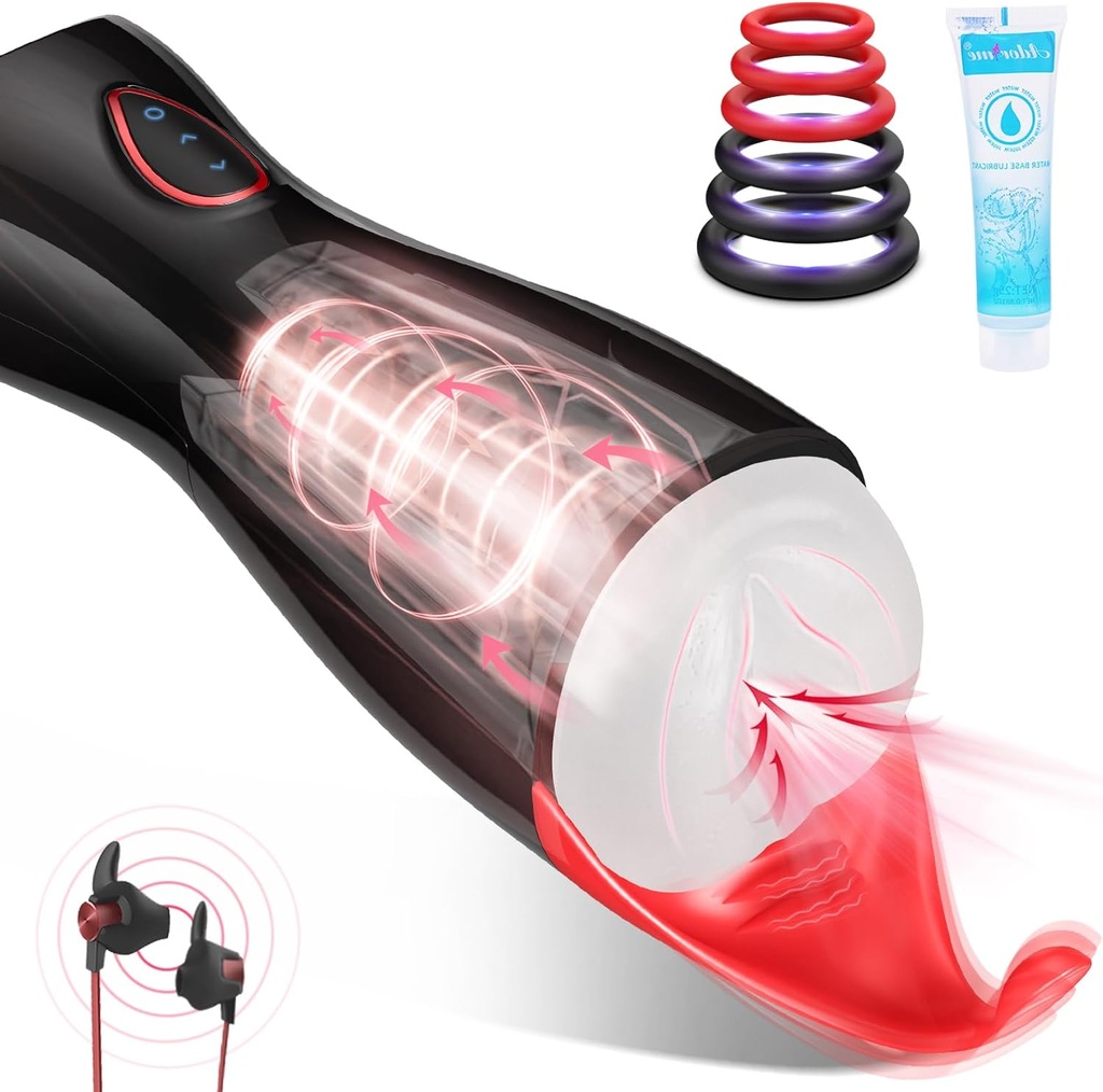 Male Sex Toy with Powerful Stroking & Sucking Actions, Rechargeable