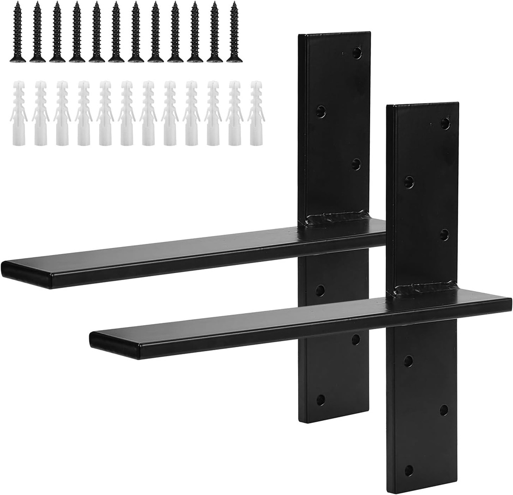 Job Lot of 2 x Cskunxia 2 Pack Free Hanging Shelf Bracket, Heavy Duty T Shelf Bracket with Screws, Floating