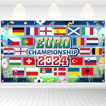 Job Lot of 12 x DPKOW 24 Teams Flags Banner Euro Championship 2024 Decorations, Large Fabric 2024 Championsh