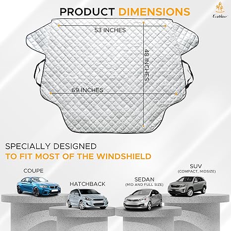 Job Lot of 4 x EcoNour Car Windscreen Cover for winter, Windscreen covers frost for All Weather Auto Sunshade