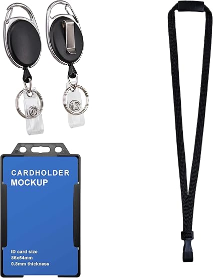 Job Lot of 8 x Retractable Lanyard and Badge Holder Trio Triple Pack by Lanyards- Set includes 2 Plain Lanyards