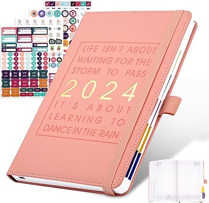 Job Lot of 10 x 2024 Daily Planner, Academic Diary Planner from Jan 2024 to Dec 2024, PU Cover 2024 Notebook Planner