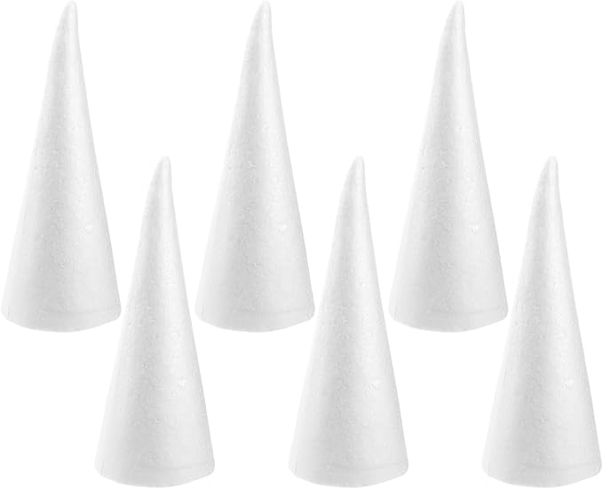 Job Lot of 37 x Amosfun 6pcs 24cm Solid Foam Cone DIY Craft White Cone Handmade Cone Accessories for Children