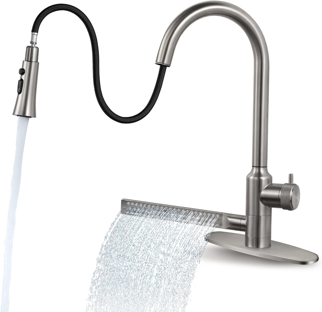 SUBMARINE Kitchen Tap with Pull Down Sprayer, Three Outlet Modes Sink Faucet