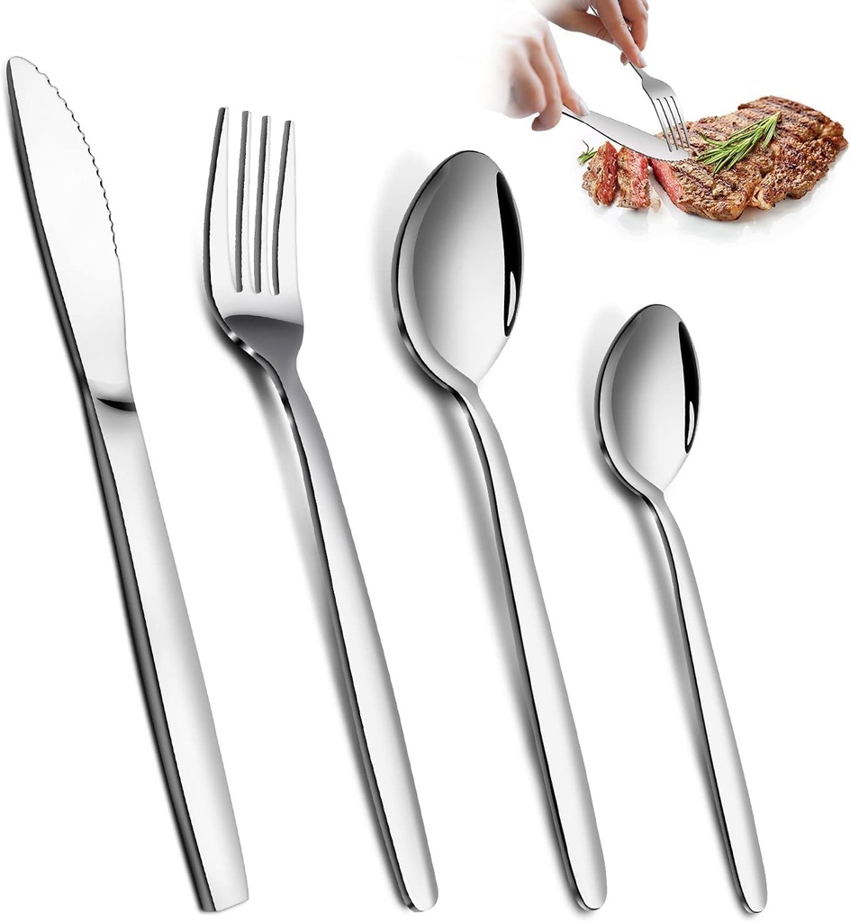 Bestdin Cutlery Set, 32 Piece Cutlery Set for 8 People, Stainless Steel Knife and Fork Sets