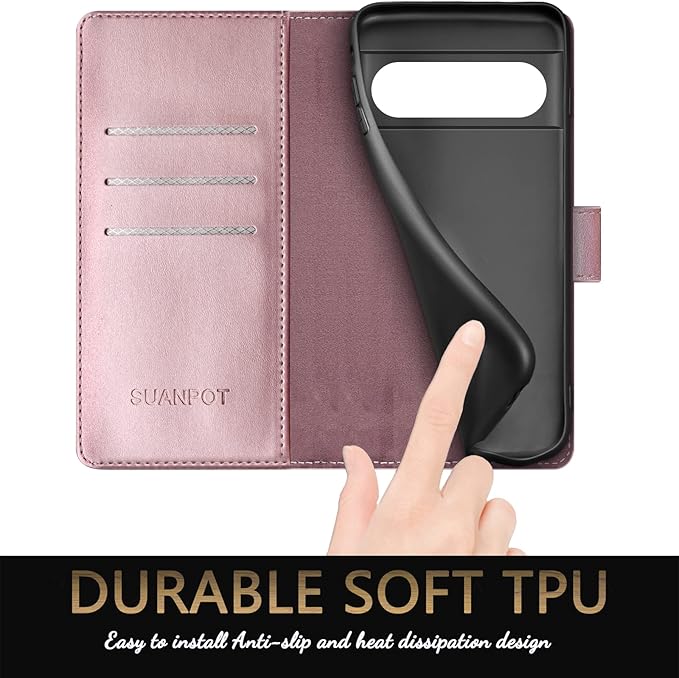 Job Lot of 18 x SUANPOT for Google Pixel 7 Pro 5G case with [Credit Card Holder][RFID Blocking], PU Leather - Rose Gold