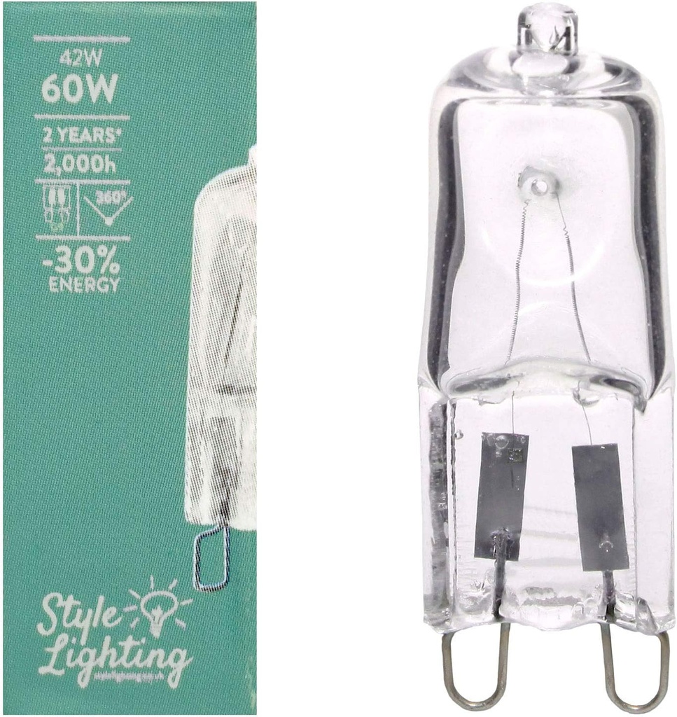 Auction Lot - 137 x Brand New Style Lighting Pack of 10 Halogen Capsule Light Bulbs Warm Light 10 x 42 watt = 60 watt G9