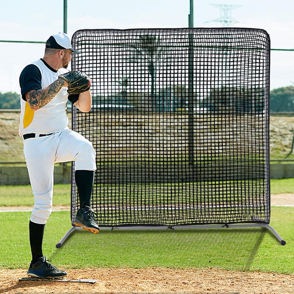 Portable Baseball Softball Bat Pitching Screen Protector Pitch Back Net Baseball Softball