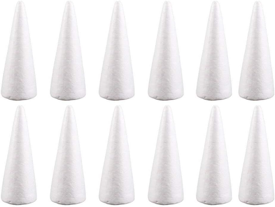 Job Lot of 8 x Foam Cone Cone Shapes White Christmas Tree Crafts Table Centerpiece Props 1pc (12pcs, 10cm)