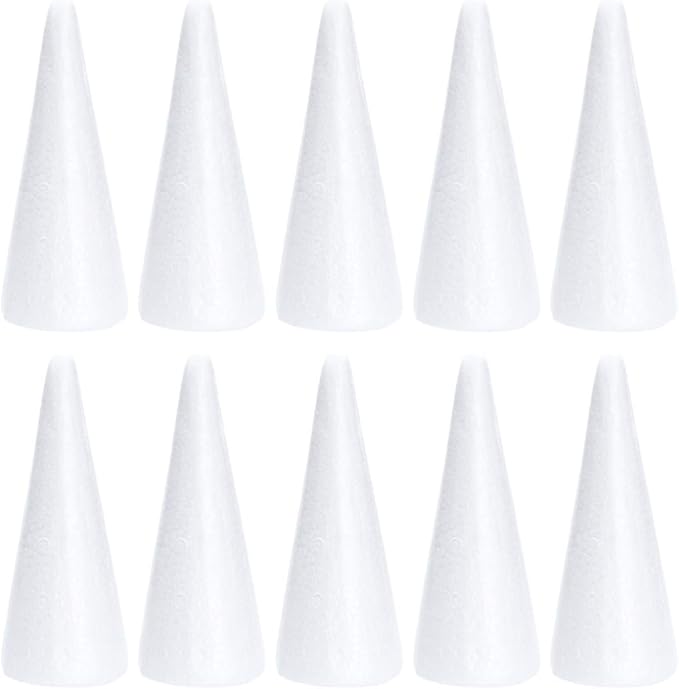 Job Lot of 6 x Happyyami 10PCS/ 18. 5 * 7CM Foam Cones Craft Cone Shaped Crafts DIY White Crafts Cake Tower