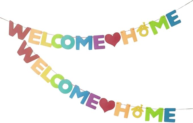 Job Lot of 23 x 2 Sets Welcome Home Banner, New Home Banner Colourful Banner Rainbow Felt