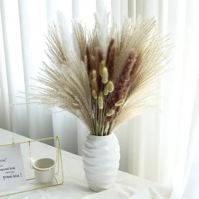 Auction Lot - 14 x Brand New Pampas Grass Decor To Fit a Vase 100pcs Boho Decor Dried Flowers Bouquet