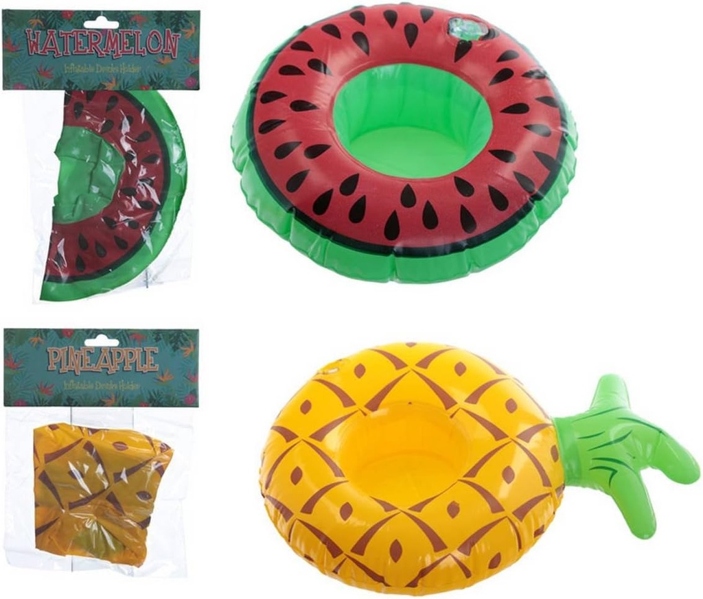 Job Lot of 30 x Puckator Funky Inflatable Drinks Holder - Tropical Fruit (Pack of 10)