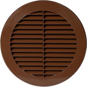 Job Lot of 6 x 6'' Inch / 150 mm Plastic Vent Cover Brown - Round Soffit Vent - Exhaust Ventilation Louver