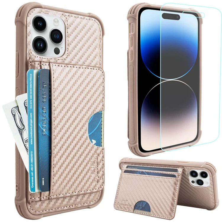 Job Lot of 8 x b1b byoneby Wallet Case for iPhone XR/10R with Credit Card Holder Slots & Screen Protector - Rose Gold