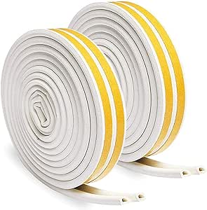 Job Lot of 25 x Indoor Weather Stripping, Foam Seal Strip for Window Door, Soundproofing Weatherstrip Waterproof Seal, 12m(7/20-Inch x 6/25-Inch), 2 Rolls White