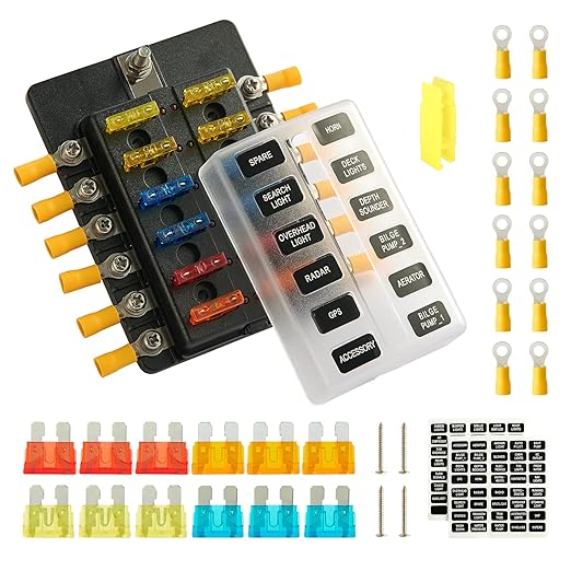 Job Lot of 55 x 12V Fuse Box - Soyond 12 Way Blade Fuse Block with LED Warning Indicator Damp-Proof Cover