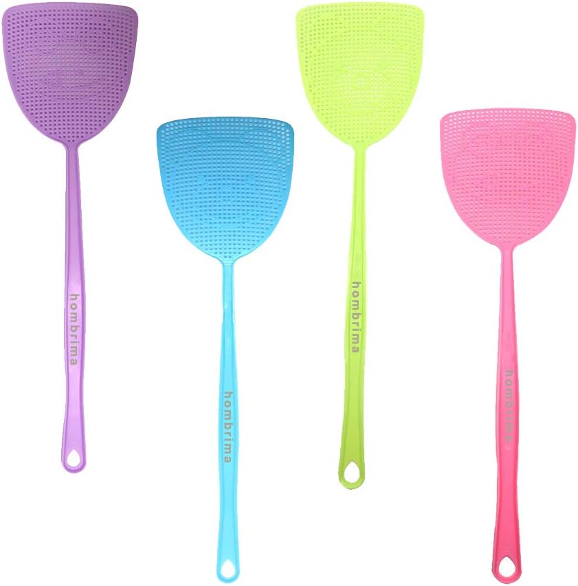hombrima Fly Swatter, 4 Pack Strong Flexible Manual Swat Set Pest Control Flyswatter