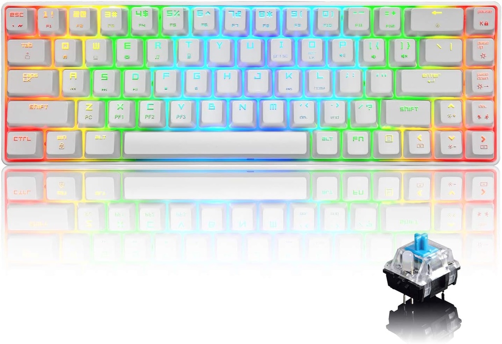 60% Mechanical Gaming Keyboard Type C Wired 68 Keys LED Backlit USB Waterproof Apex Pro