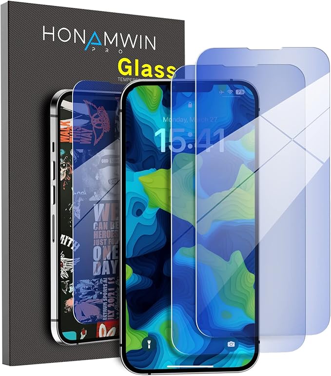 Job Lot of 9 x HONAMWINPRO Screen Protector for iPhone 14 Plus (6.7 inch) (Blue Light Block/Scratch Resistant/Shockproof/Anti-Fingerprint) 2 PACK Screen Protector