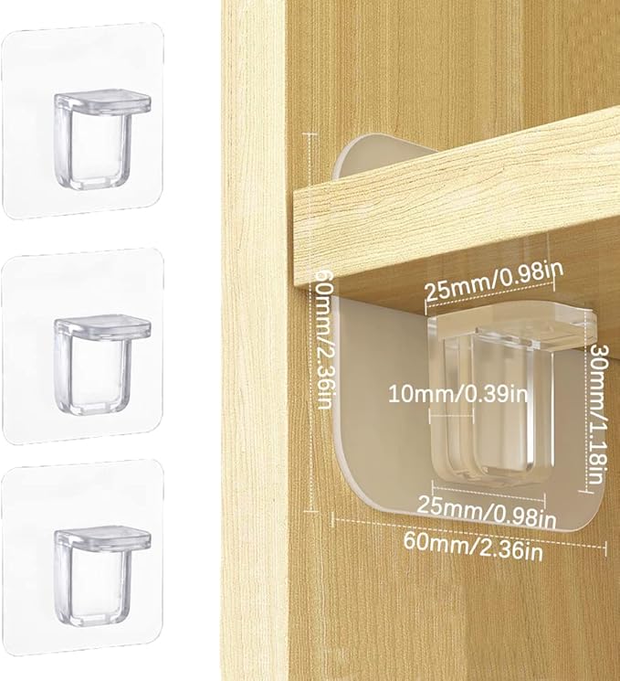 Job Lot of 56 x 15 Pcs Shelf Support Pegs Transparent Adhesive Pegs Punch Free Shelf Brackets for Wardrobe