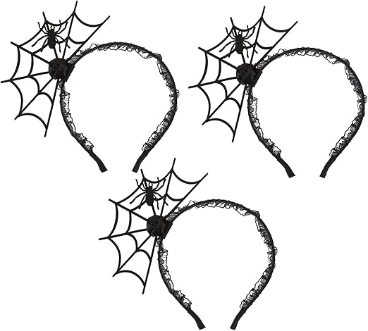 Job Lot of 15 x Golden Apple 3PCS Halloween Spider Web Headbands Cosplay Party Hairband Dress Up Hair Accessories (3PCS Spider Web Headbands) 