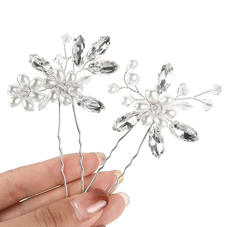 Job Lot of 23 x IOPJLK Pack of 2 Hair Accessories, Hair Clips Girls Women Hair Accessories Wedding Hair Clip in Silver, Pearl Hair Clips, Silver Wedding Hair Accessories Bride, Wedding Headpiece, Wedding Hair