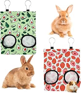 Job Lot of 9 x 2 Pcs Rabbit Hay Feeder, Hanging Hay Feeding Bag Hay Feeder Guinea Pig Storage Racks with 2 Holes Rabbit Hay Bags Pet Food Bags for Chinchilla Dutch Pig Mole (Small)