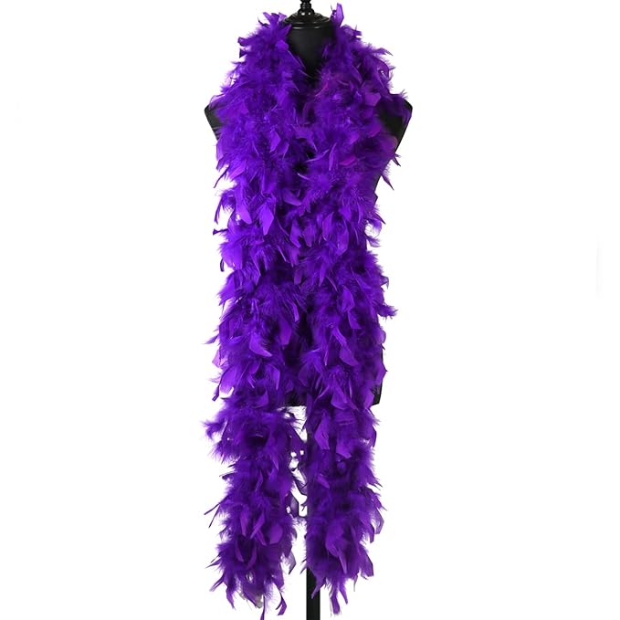 Job Lot of 21 x wangruida 2 Yards 90 Grams Purple Turkey Feathers Chandelle Boa, Dancing Wedding Crafting Party Dress Up Halloween Decoration