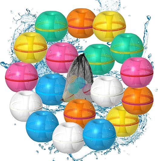 Job Lot of 17 x HIMS Reusable Water Balloons Magnetic, Water Bombs Refillable Water Balloons Self Sealing Water Spray Ball, Outdoor Summer Fun Water Toy for Party, Family Game (18 Pcs)