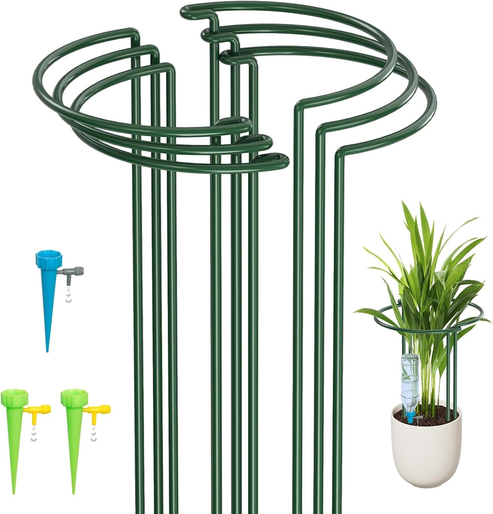 Job Lot of 77 x KAZITOO 6 Pack Large 60cm Tall Bow Plant Support Stakes, 3 Self Watering Spikes (60 * 25cm)