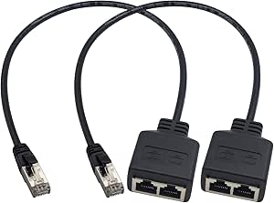 Job Lot of 9 x Duttek RJ45 Splitter Ethernet, RJ45 Ethernet Port Splitter, RJ45 1 Male to 2 Female Adapter for Ethernet Cat 5/CAT 6 LAN Ethernet Cable Extender Surf Online (Use Simultaneously) 50cm (1 Pair)