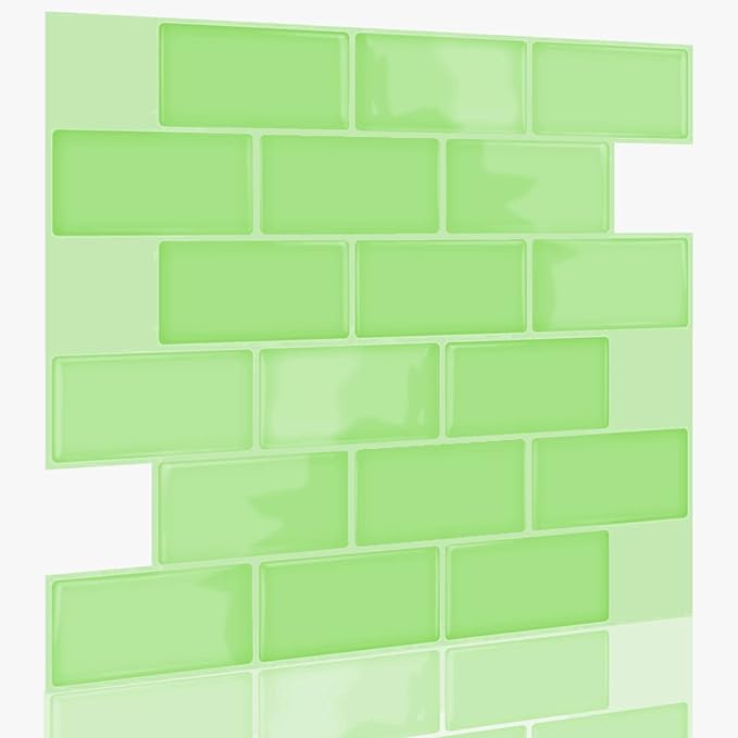 Job Lot of 5 x funlife 12 Sheets 3D Peel and Stick Tile Stickers, Self-Adhesive Subway Wall Sticker on Tiles for Kitchen Backsplash, 30cmX13cm Mint Green