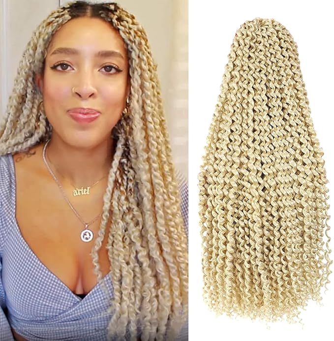 Job Lot of 5 x WIGENIUS 18 Inch Passion Twist Hair 6 Packs Blonde Water Wave Crochet Bohemian Hair Passion Twist Crochet Braids Synthetic