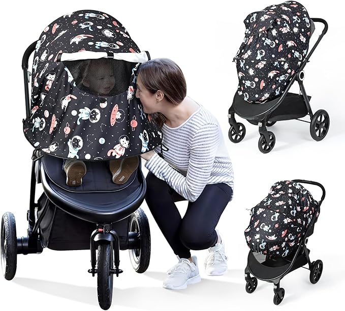 Job Lot of 15 x Orzbow Universal Pram Sun Shade Cover, Detachable UPF 50+ Pram Cover for Sun with Rich Inside Visuals and Peeking Mesh Window, Breathable Lycra, Flexible Fixing System