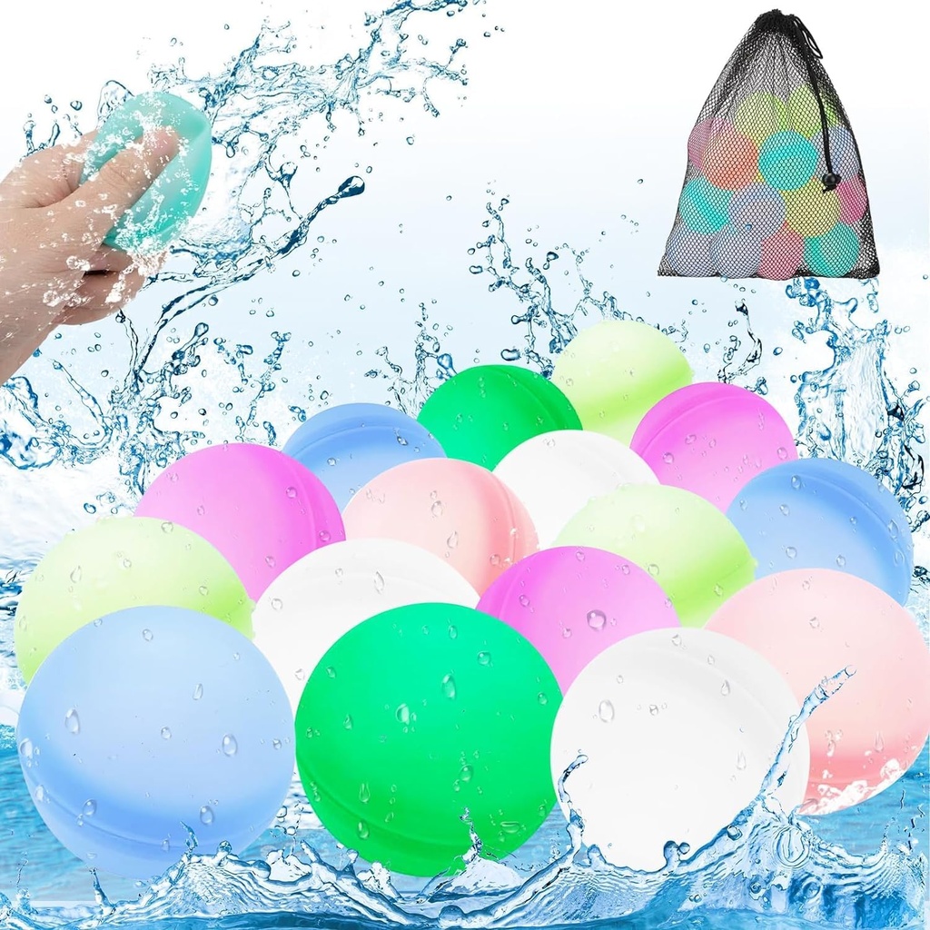 Job Lot of 14 x Wasserballon Reusable Water Balloons for Kids Adults, 16 Pcs Reusable Water Balloons Splash