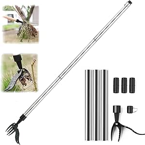 Job Lot of 15 x Weed Puller Weed Remover Tool - Stand Up Weeder Hand Tool, Detachable Handle Weed Remover Tool Manual Weeder with 4 Claws, Garden Weed Root Pulling Tool and Picker, Grabber (Weed puller+Tainless Handle)