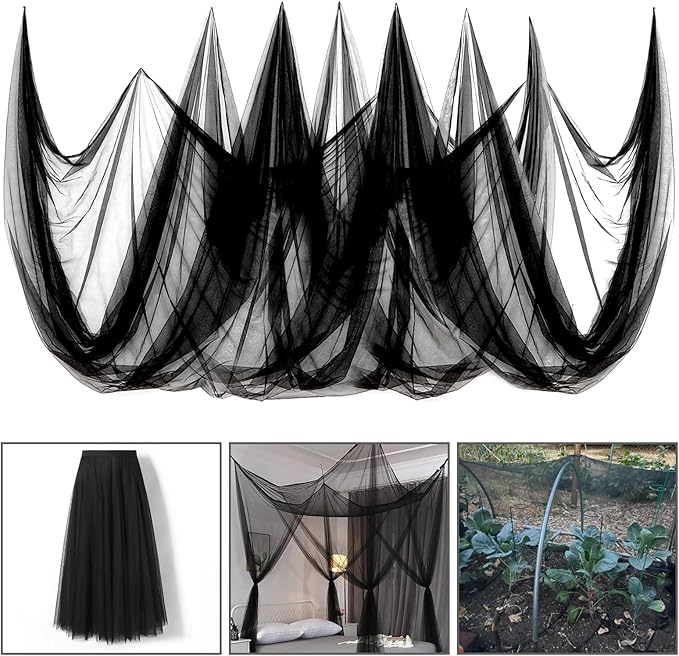 Job Lot of 10 x Mosquito Netting Garden Mesh Netting, Fly Bird Net Barrier Hunting Blind Plant Protecting Net, 3x6M Black