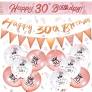 Job Lot of 41 x 30th Birthday Decorations, Pink Gold 30 Birthday Balloons Set Include Happy 30th Birthday Banners Triangle Flag Banners Confetti Latex Balloons