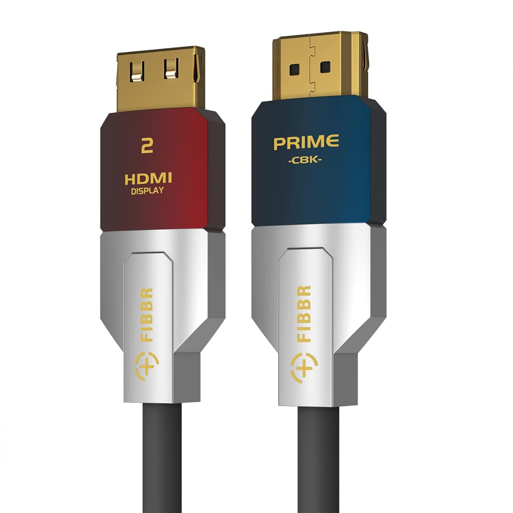 FIBBR 8K HDMI Fiber Optic Cable 30M, 48Gbps High Speed In Wall CL3 Rated HDMI 2.1 Cable