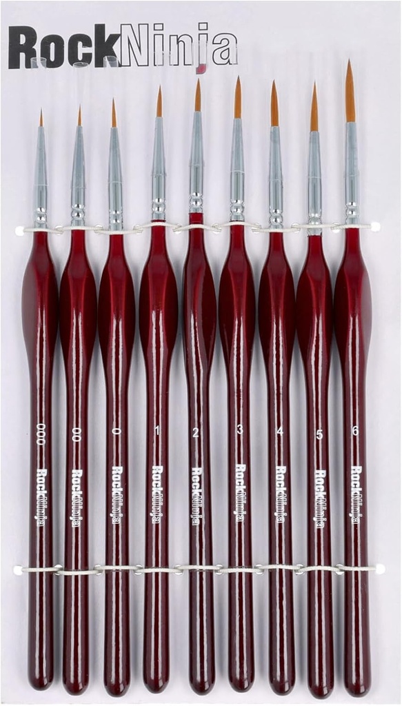 Detail Paint Brush Set, Rock Ninja 9pcs Thin Brushes for Fine Detailing & Art Painting 
