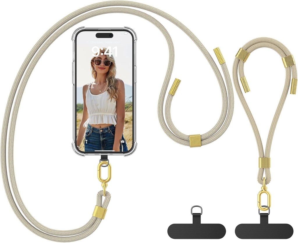 Caslord Phone Strap with Hand Wrist Strap, Universal Phone Lanyard Crossbody with 2 Reusable patches
