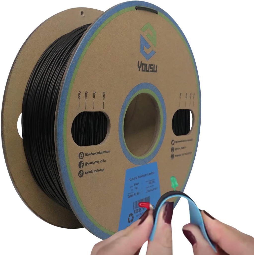 YOUSU 3D Printer TPU Filament Conductive Filament 1.75 mm TPU for 3D Printer & 3D Pen 1 kg