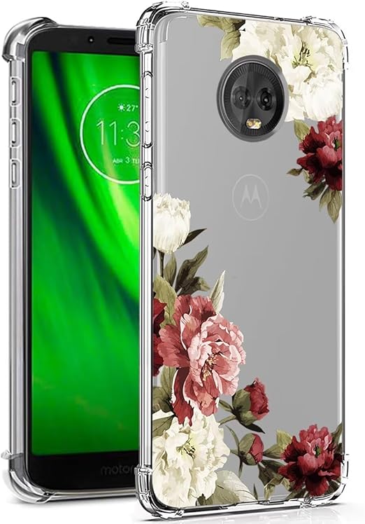Jhxtech Phone Case for Moto G6, Motorola G6 XT1925-10, Clear Floral Pattern, Slim Shockproof